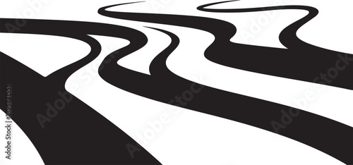 Black wavy lines on a white abstract background design