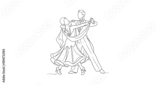 elegant ballroom dancing couple performing a graceful choreographed routine embodying passion rhythm ideal for dance studio or event promotions.
