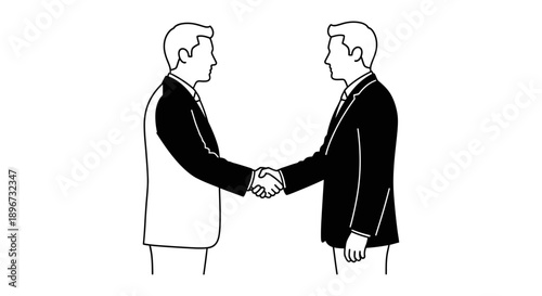 two professional businessmen shaking hands firmly symbolizing a successful partnership agreement and mutual trust in a corporate deal.