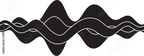 Black and white abstract wavy lines design element graphic