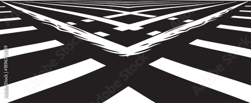 Black and white geometric pattern with abstract shapes design