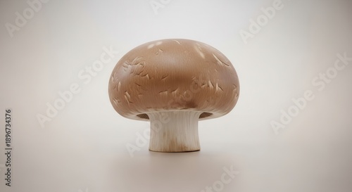 Close-up studio shot of a single earthy brown mushroom presenting a fresh organic ingredient