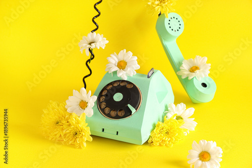 Retro telephone with beauti...