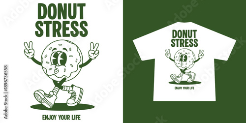cartoon character of donut Graphic Design for T shirt Street Wear and Urban Style