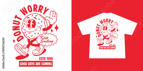 cartoon character of donut Graphic Design for T shirt Street Wear and Urban Style