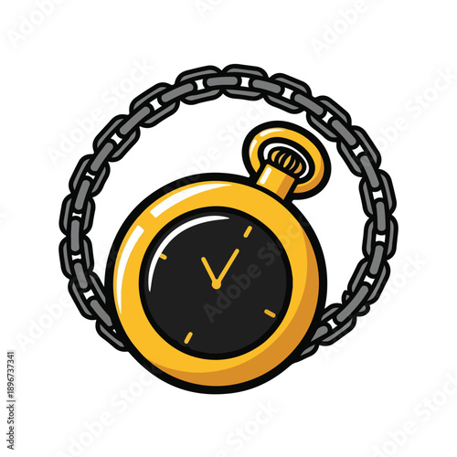 A gold pocket watch with a chain