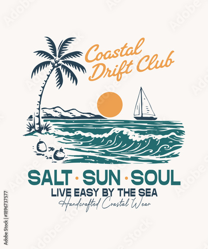 coastal drift club summer t-shirt design 