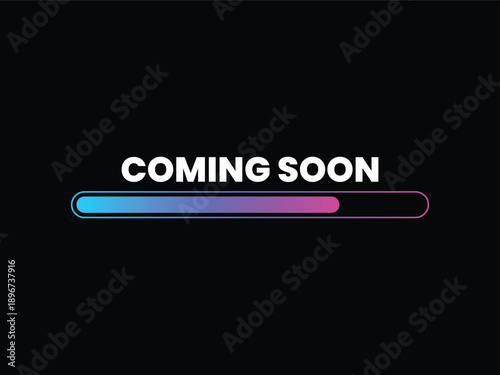 Coming soon text with a gradient progress bar, announcing upcoming event or release