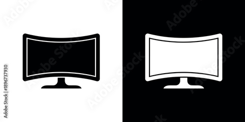 Two curved television monitors one white on black and vice versa