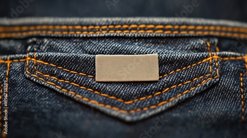 Wallpaper Mural Blank denim jeans tag close-up Torontodigital.ca