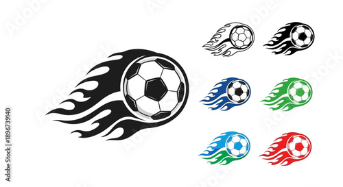 Flaming Soccer Ball Logo Design with Dynamic Fire Motion Style