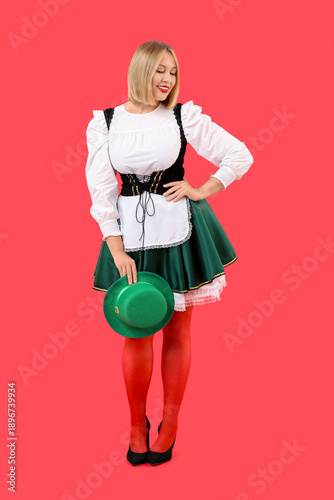 Happy woman with green hat ...