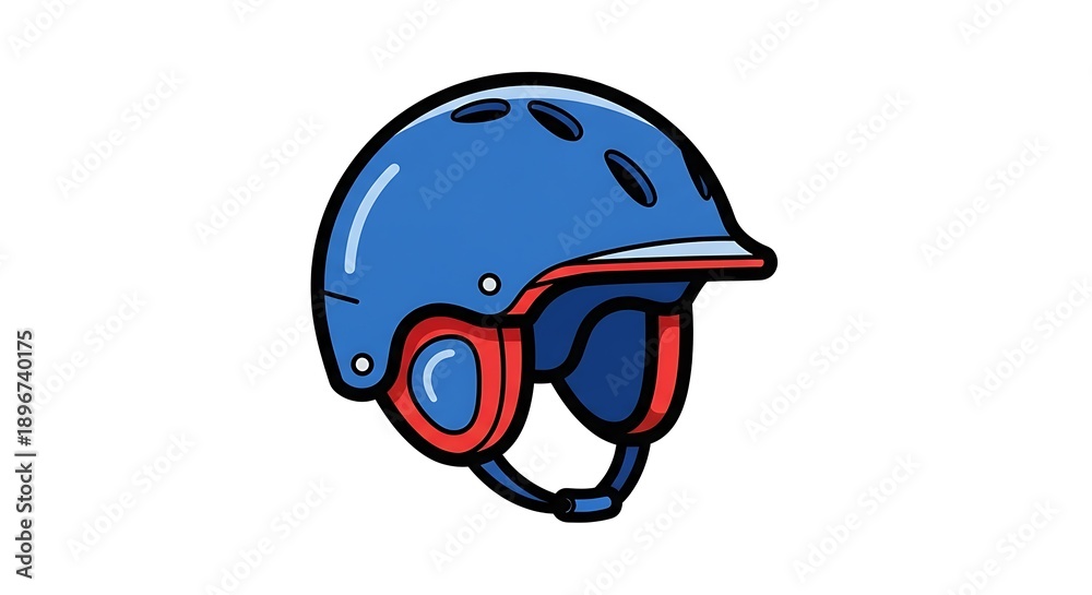 Obraz premium Blue Bicycle Helmet with Red Goggles.