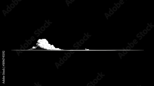White granular substance in a precise line and small pile on a dark black background, minimalist composition.