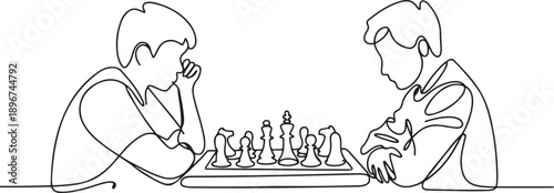 Student members of the chess club. Academic clubs concept one-line drawing. one line Art icon drawing vector