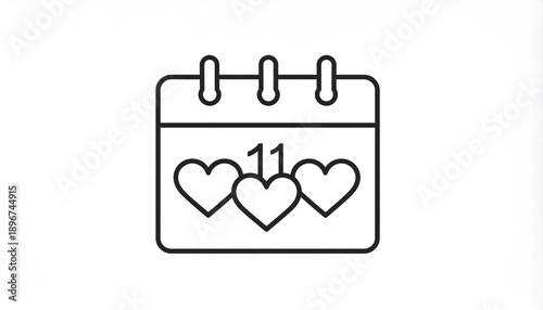 Free Download Calendar with hearts and date 11 - GFXLoad