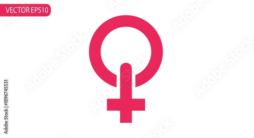Female Gender Symbol Pink Vector Icon Isolated on White