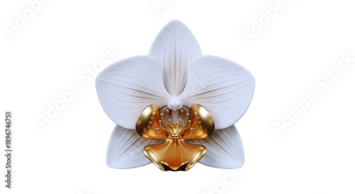 White Orchid with Golden Center