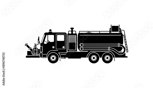 Black Vector Fire Truck Silhouette Design