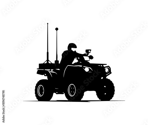 Person Riding ATV in Silhouette Style Vector Art
