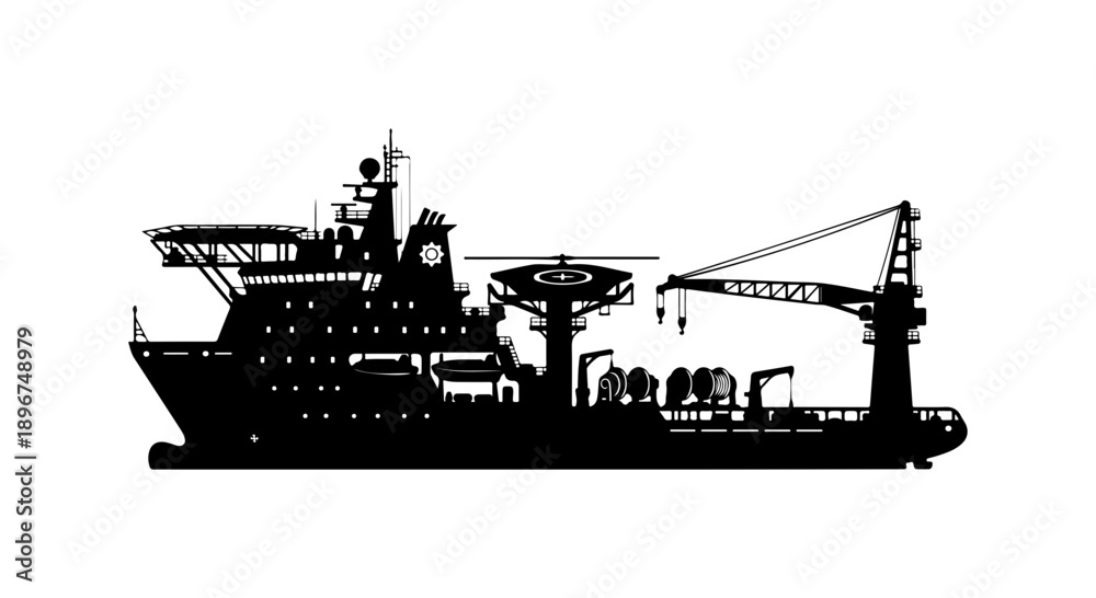 Obraz premium Modern Industrial Cargo Ship Vector Illustration