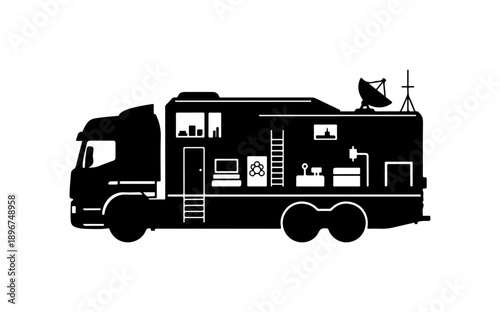 Modern Camper Van with Interior Furniture Vector Illustration