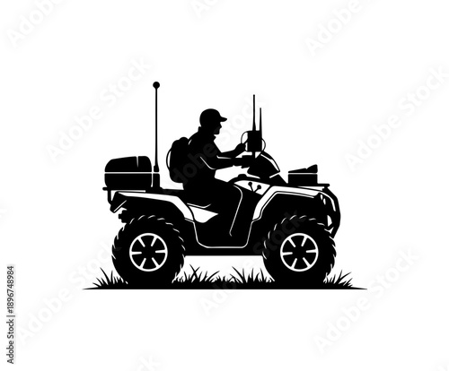 Person Riding ATV in Silhouette Style Vector Art
