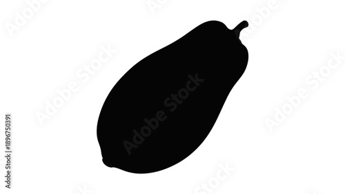 Black silhouette of a papaya fruit in a simple minimalist style