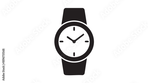 Minimalist Black Analog Wristwatch Icon Vector