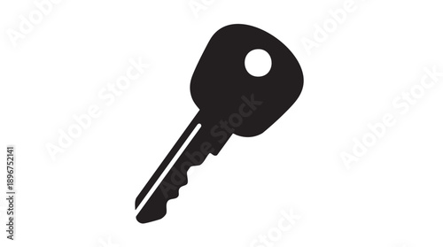 Black Silhouette Key Icon on White Background