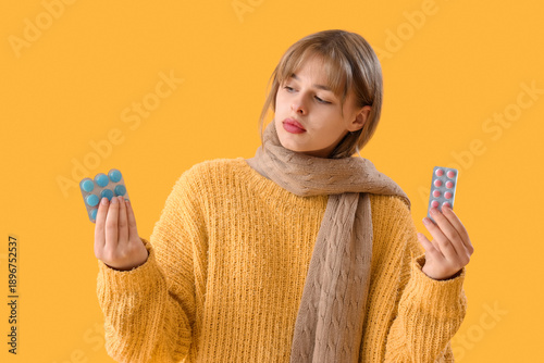 Ill teenage girl with pills...