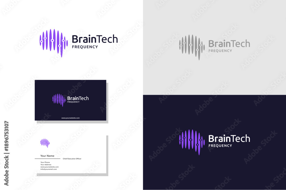 Fototapeta premium Brain Tech Frequency Logo