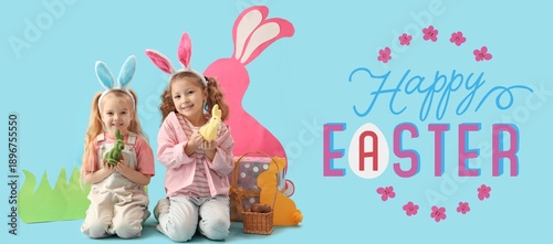 Greeting Easter banner with...