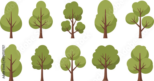 Decorative tree illustration set for nature and healthy living design