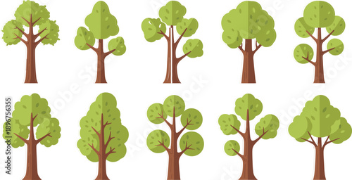 Flat tree illustration collection for nature and healthy lifestyle themes
