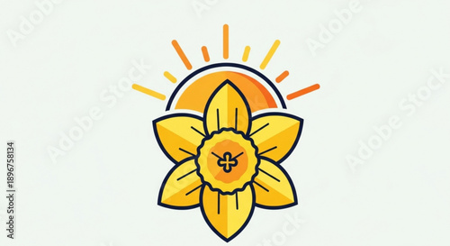 Vibrant yellow flower with sunburst design symbolizing hope and positivity in a simple graphic