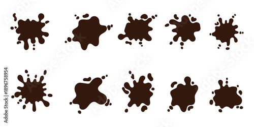 Paint ink splatter, stains set. Splash of paints with drops. High level of tracing and many details. Illustration splash and drip design, silhouette blob spray collection. paint drop splash. EPS10. 