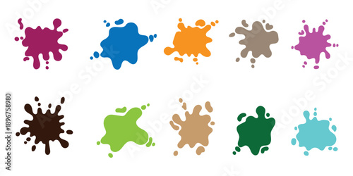 Paint ink splatter, stains set. Splash of paints with drops. High level of tracing and many details. Illustration splash and drip design, silhouette blob spray collection. paint drop splash. EPS10. 