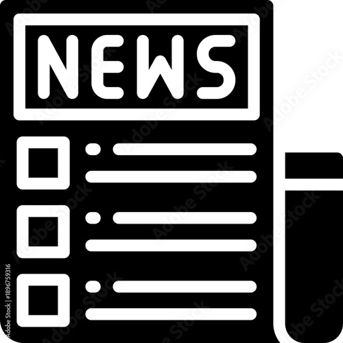 newspaper glyph icon. Strong and solid vector icon for websites, mobile interfaces, presentations, and visual branding. High quality and easy to edit.