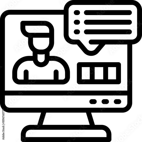 computer line icon. Clean and minimalist vector icon for websites, mobile apps, presentations, and logos. Fully scalable and customizable for any project.