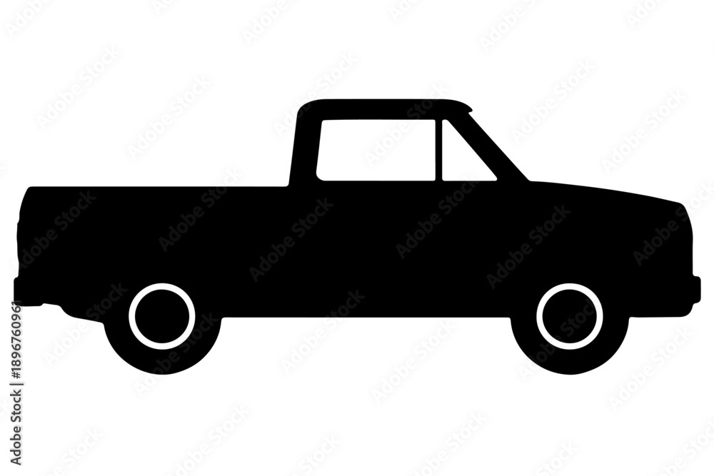 Naklejka premium Black Pickup silhouette truck vector