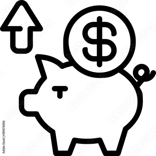 saving line icon. Clean and minimalist vector icon for websites, mobile apps, presentations, and logos. Fully scalable and customizable for any project.