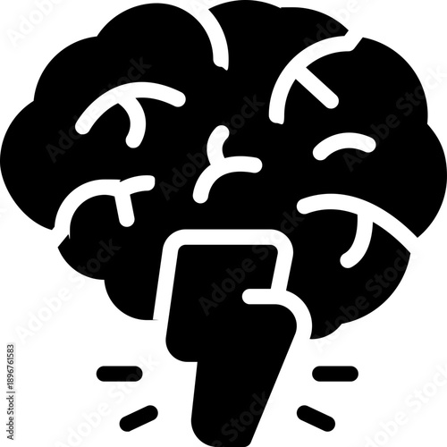 Brainstorm glyph icon. Strong and solid vector icon for websites, mobile interfaces, presentations, and visual branding. High quality and easy to edit.