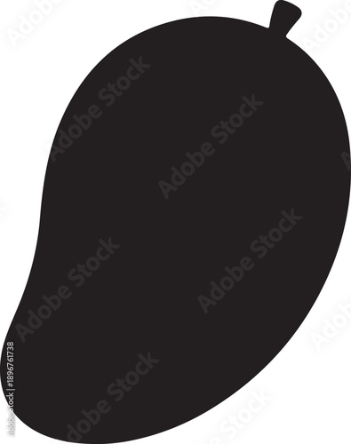 Mango silhouette: A sleek silhouette of a ripe mango, a tropical fruit, captured in its natural form. Perfect for illustrating themes of health and wellness, nature's bounty.