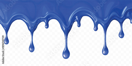 realistic 3d colorful liquid paint dripping down in different style isolated on transparent background