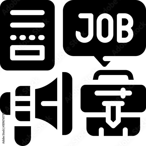 job promotion glyph icon. Strong and solid vector icon for websites, mobile interfaces, presentations, and visual branding. High quality and easy to edit.