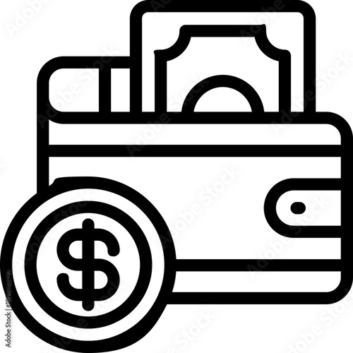 wallet line icon. Clean and minimalist vector icon for websites, mobile apps, presentations, and logos. Fully scalable and customizable for any project.