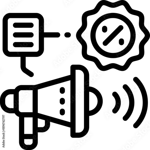 promo line icon. Clean and minimalist vector icon for websites, mobile apps, presentations, and logos. Fully scalable and customizable for any project.