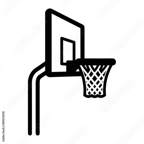 Basketball Hoop Icon, Simple Line Art, Sports Equipment