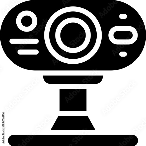 webcam glyph icon. Strong and solid vector icon for websites, mobile interfaces, presentations, and visual branding. High quality and easy to edit.